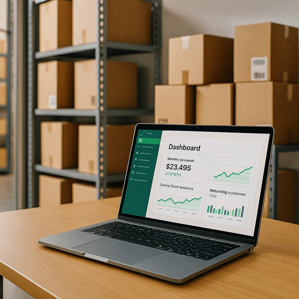 Laptop with a dashboard on screen